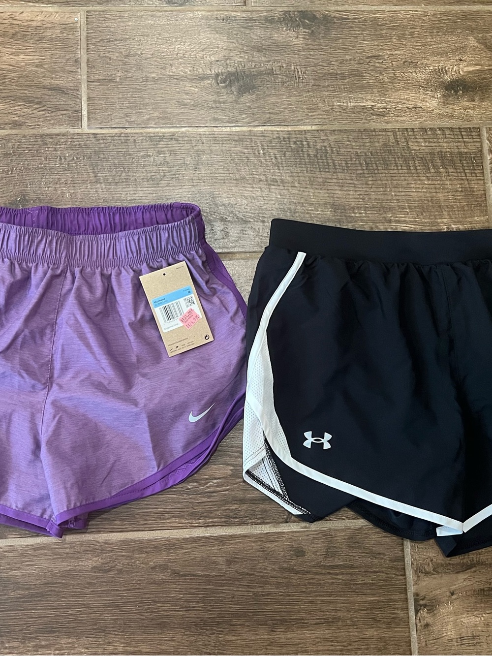Nike/UA Women’s Purple Athletic Shorts with White Swoosh